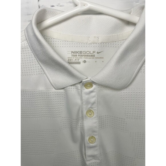 Nike Golf Tour Performance Dri-Fit Polo Shirt White Check Pattern Men’s Large - Picture 2 of 5
